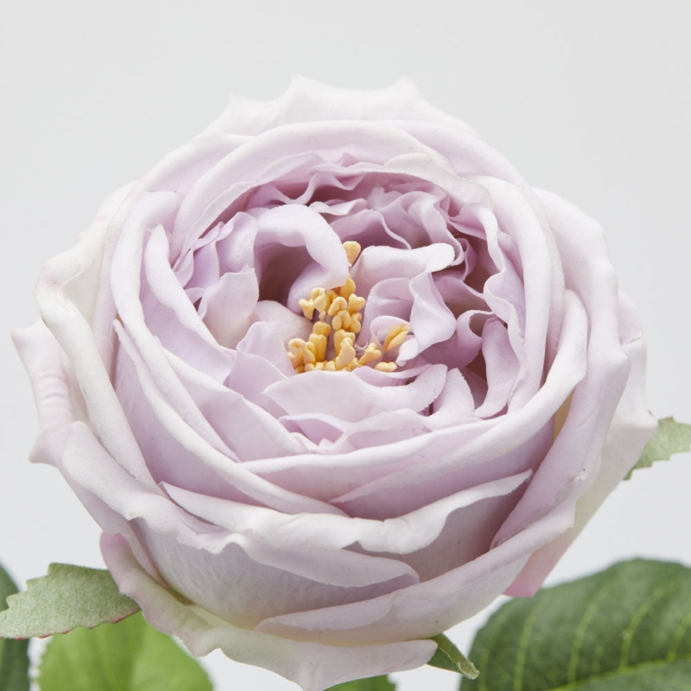 RAMO DI ROSA ELIDE CON FOGLIE H45CM LILLA