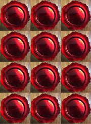 12 SOTTOPIATTI CIRCOLARI FIORE ROSSO 33CM