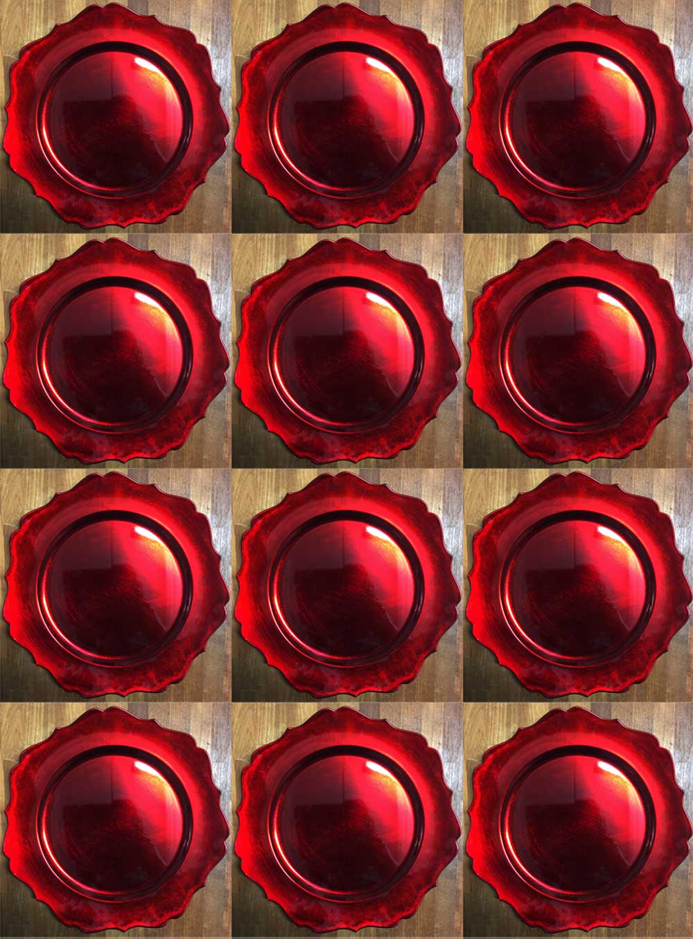 12 SOTTOPIATTI CIRCOLARI FIORE ROSSO 33CM