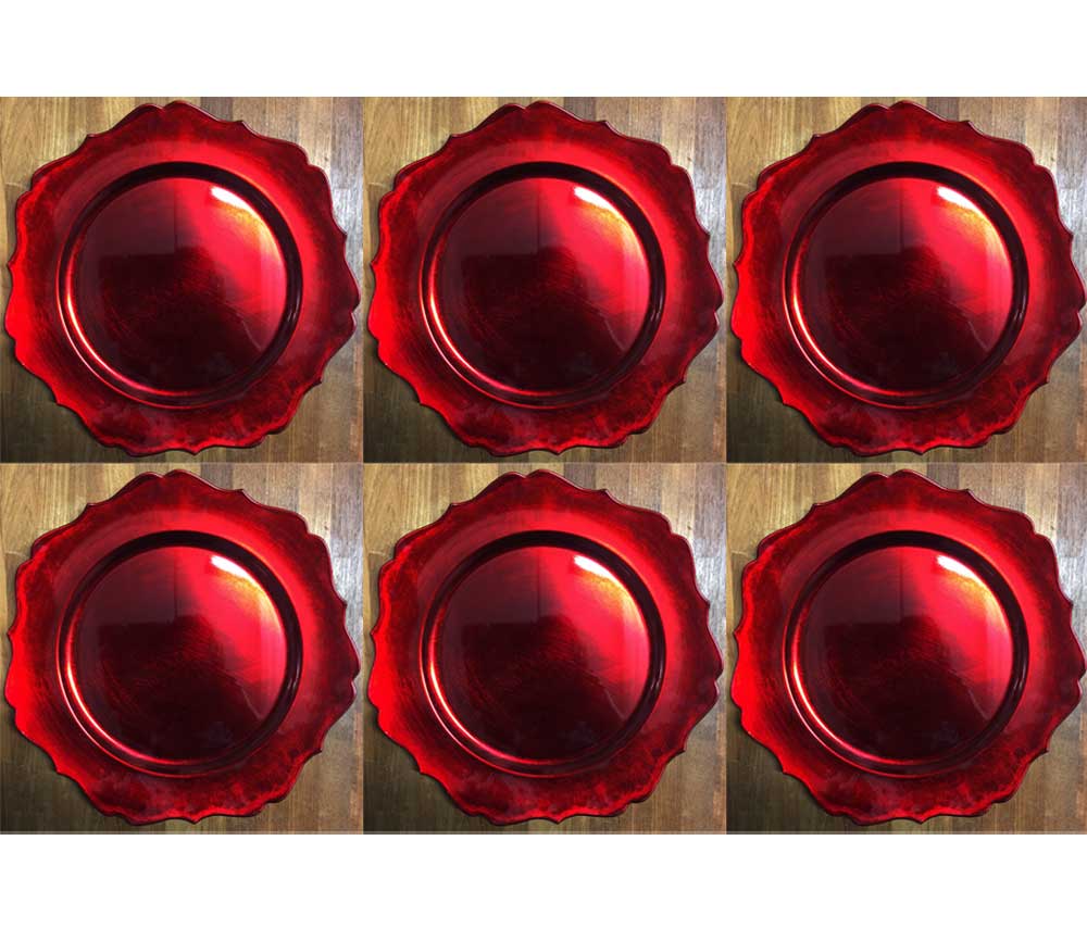 6 SOTTOPIATTI CIRCOLARI FIORE ROSSO 33CM