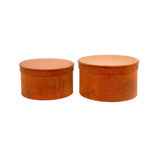SET 2 SCATOLE CILINDRICHE IN VELLUTO ARANCIONE
