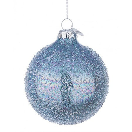 PALLINA DI NATALE IN VETRO BLU TAMARA 8CM
