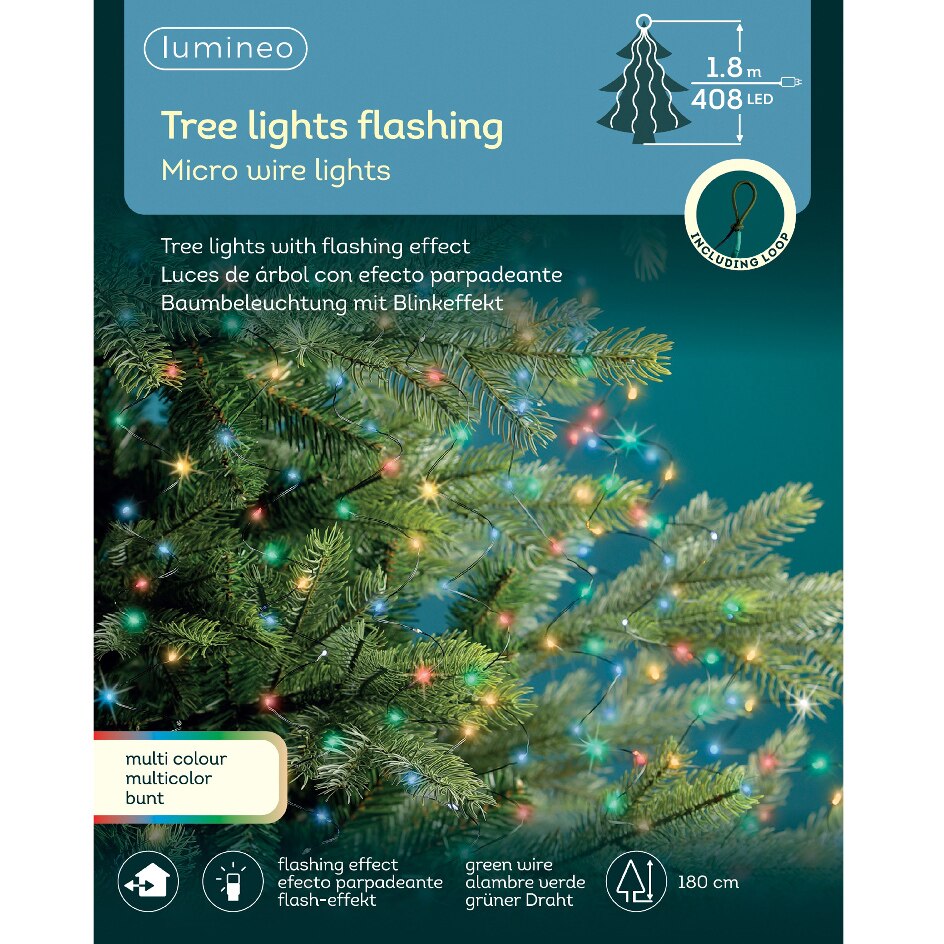 408 MICROLED MULTICOLOR FLASH 180CM PER ALBERO DI NATALE