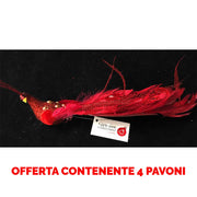 OFFERTA 4 PAVONI APPENDIBILI CON CLIP 25CM ROSSO