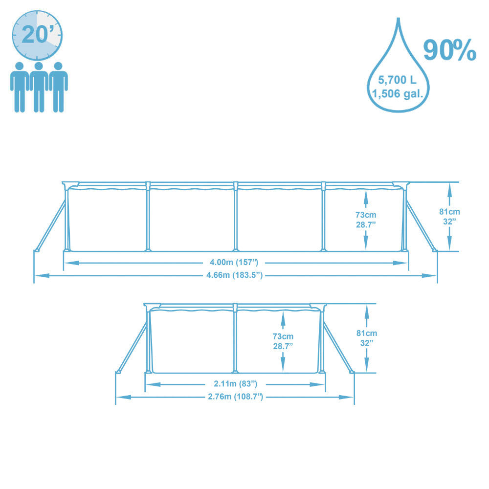 PISCINA RETTANGOLARE STEEL PRO 400X211X81 CM
