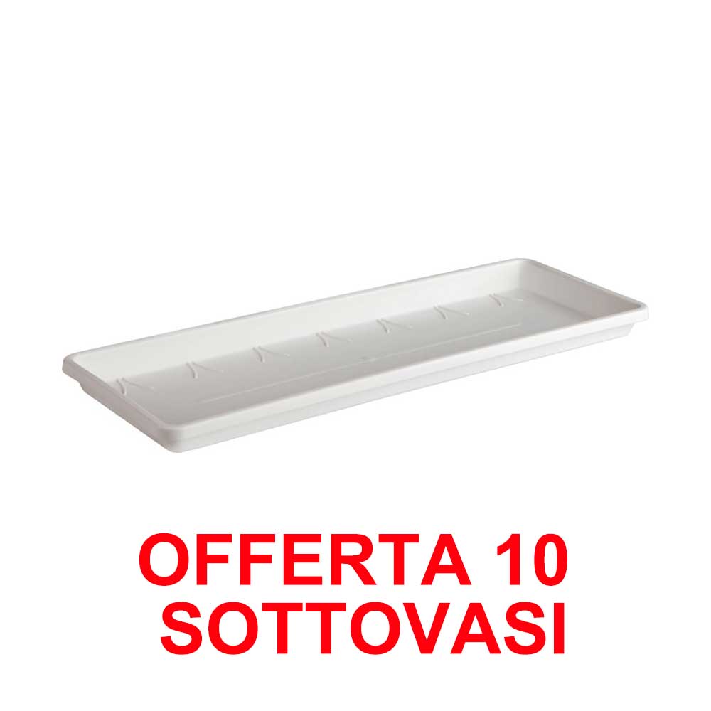OFFERTA 10 SOTTOVASO PER FIORIERE BARCELONA TROUGH SAUCER 40CM BIANCO