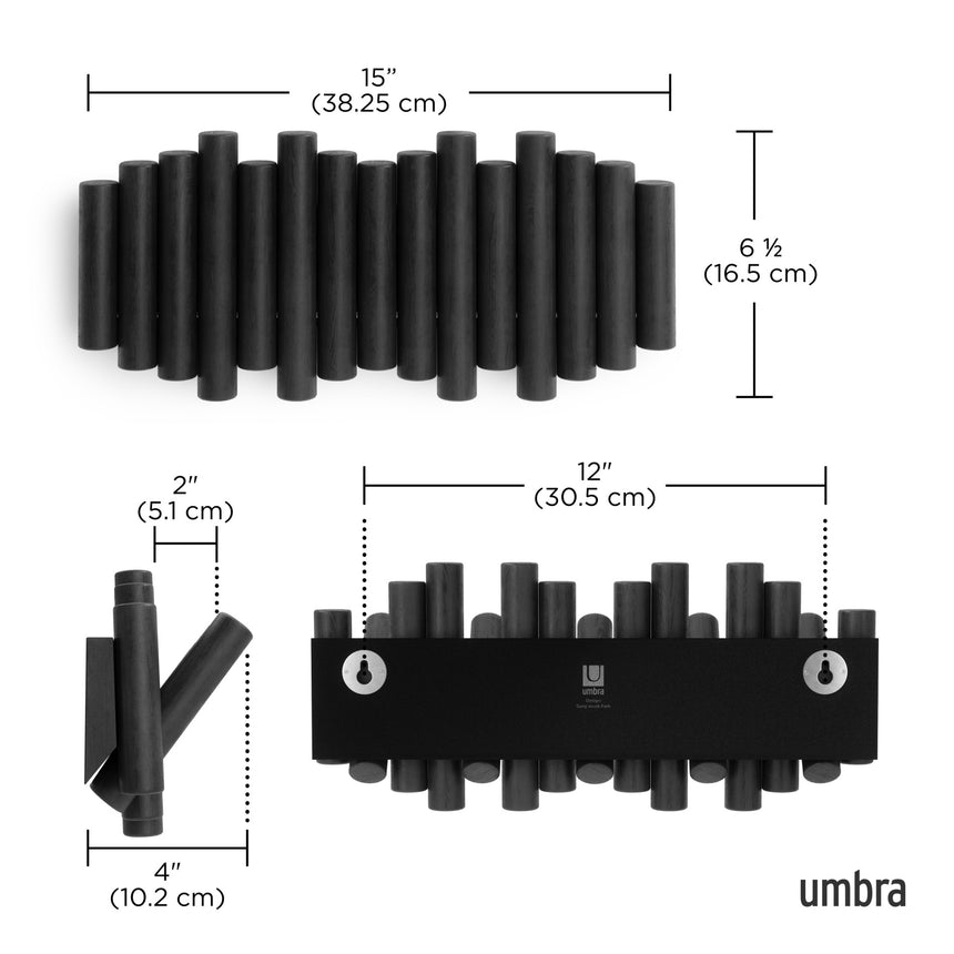 Appendiabiti da parete picchetto 61 x 4 x 17 cm Nero UMBRA