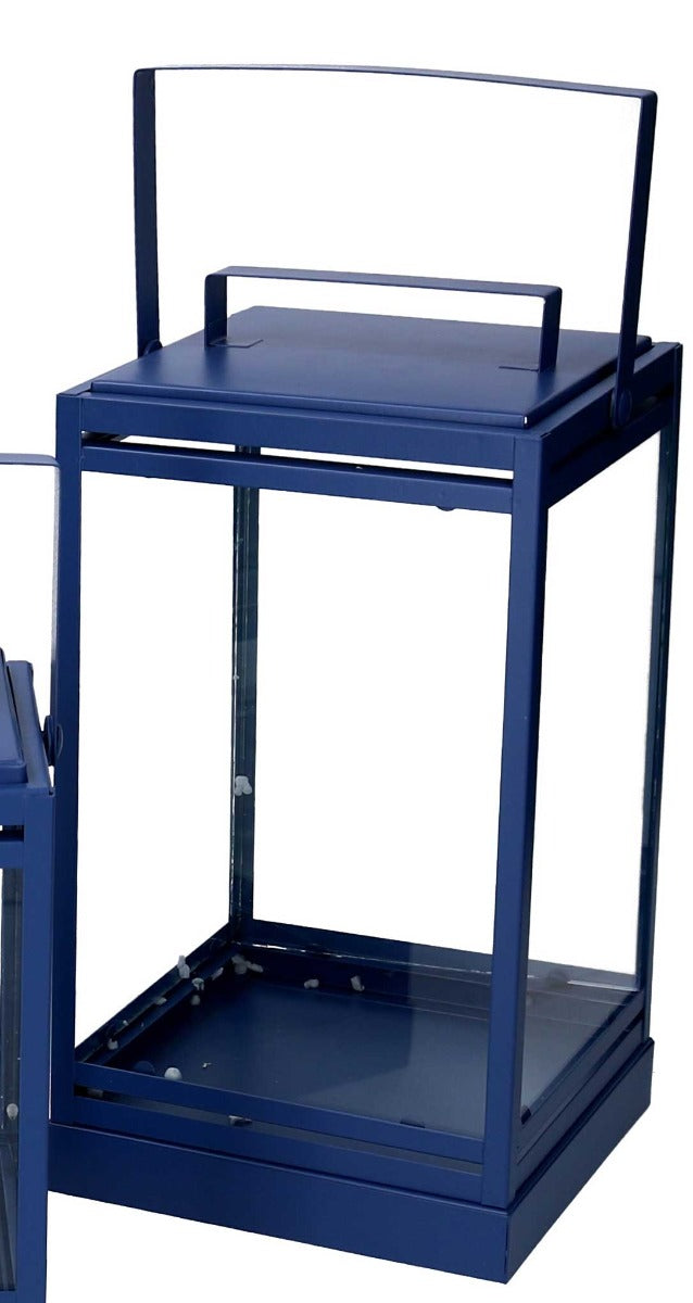 LANTERNA IN METALLO BLU 15X15X28,3CM