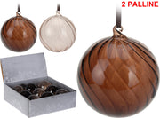 OFFERTA 2 PALLINE IN VETRO 10CM MARRONE