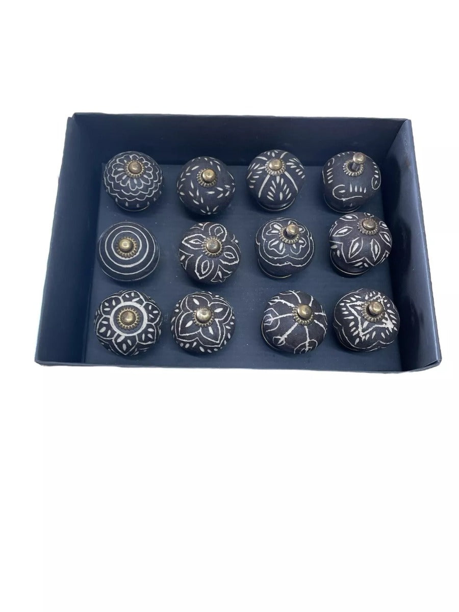 POMELLO PER PORTA, 7.5X16X22 CM, COLORE NERO E CREMA