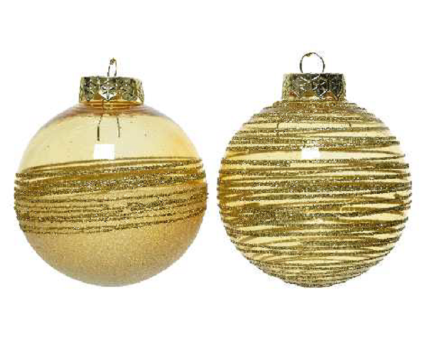 PALLINA DI NATALE IN PLASTICA DECORATA D. 8 ORO NATALE