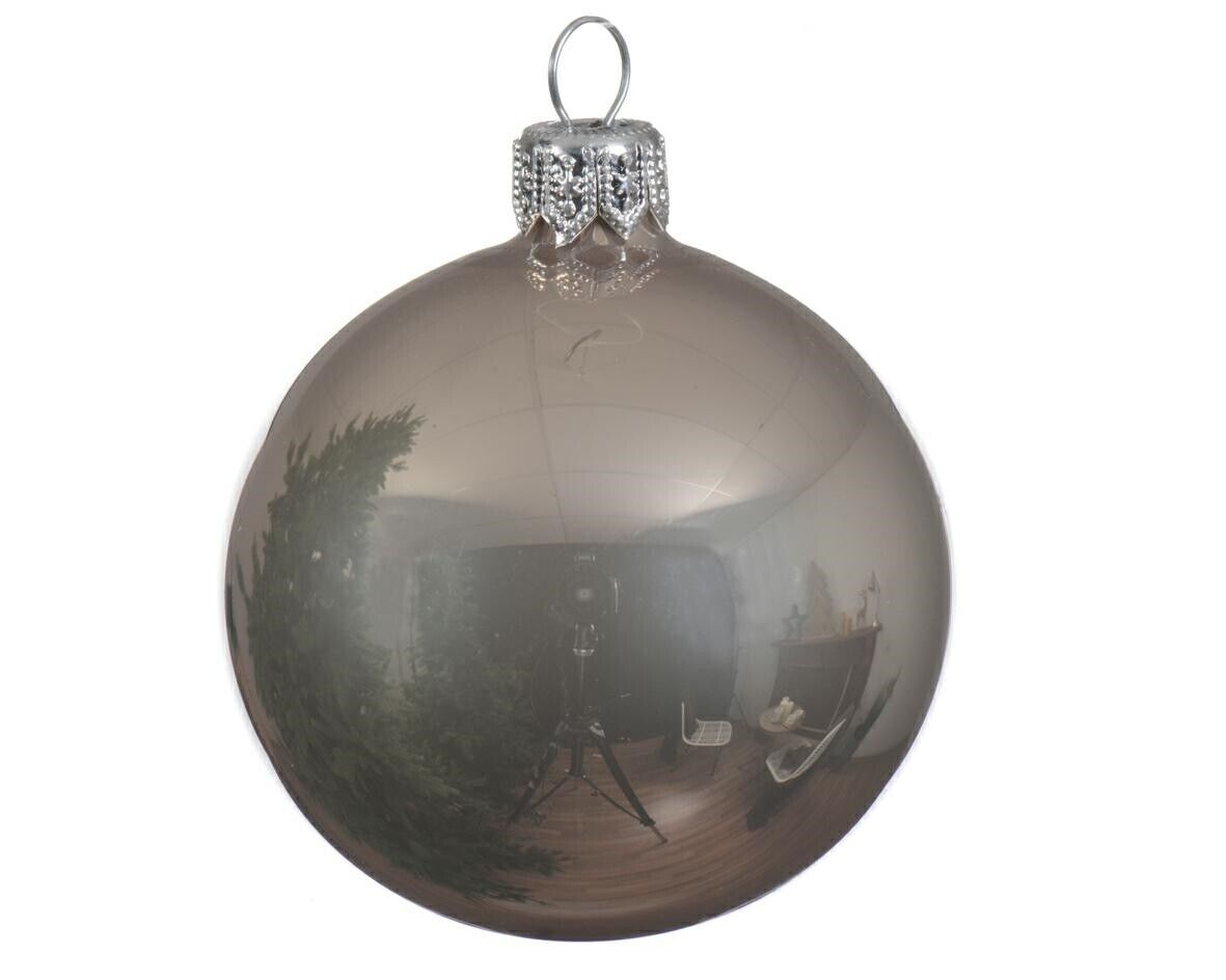 PALLINA DI NATALE IN VETRO LINO NATURALE 15CM
