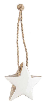 PENDAGLIO STELLA BIANCA IN LEGNO 5CM