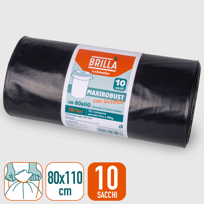 SACCHI MAXIROBUSTI - 80X110 CM - 10 PZ NERI