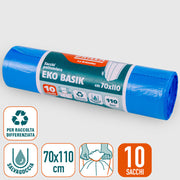 SACCHI PATTUMIERA EKO BASIK AZZURRI 70X110 CM 10 PZ