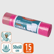 SACCHI PATTUMIERA LINDA ROSA 50X60 CM 15 PZ