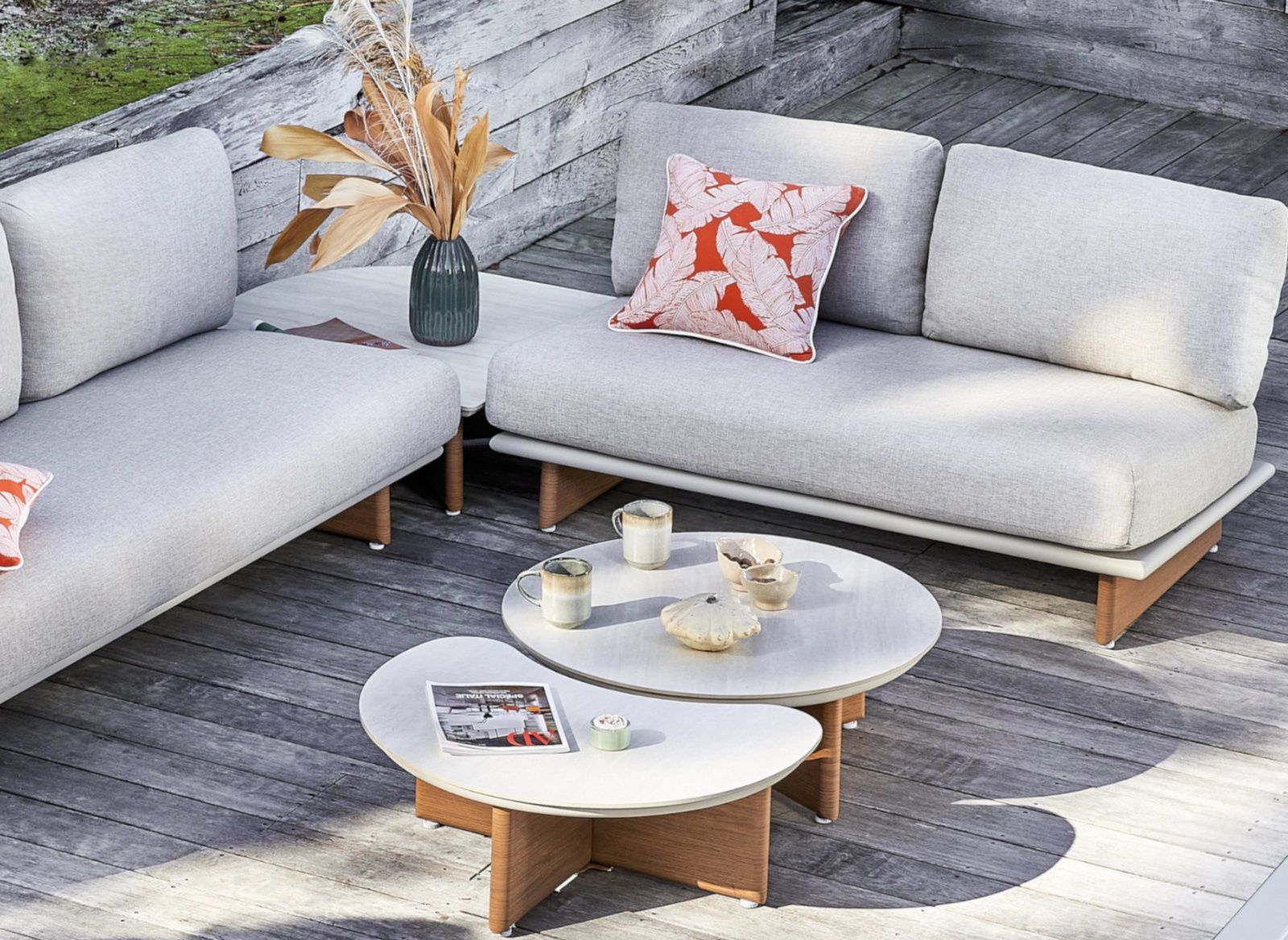 SALOTTO ANGOLARE KETCH 5 PEZZI CREMA E BEIGE