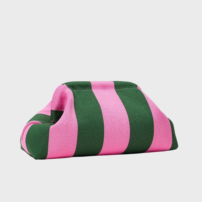 Borsa Pouch a Righe Rosa e Verde 17x32x17,3 cm STICKYBESTIE - immagine 1