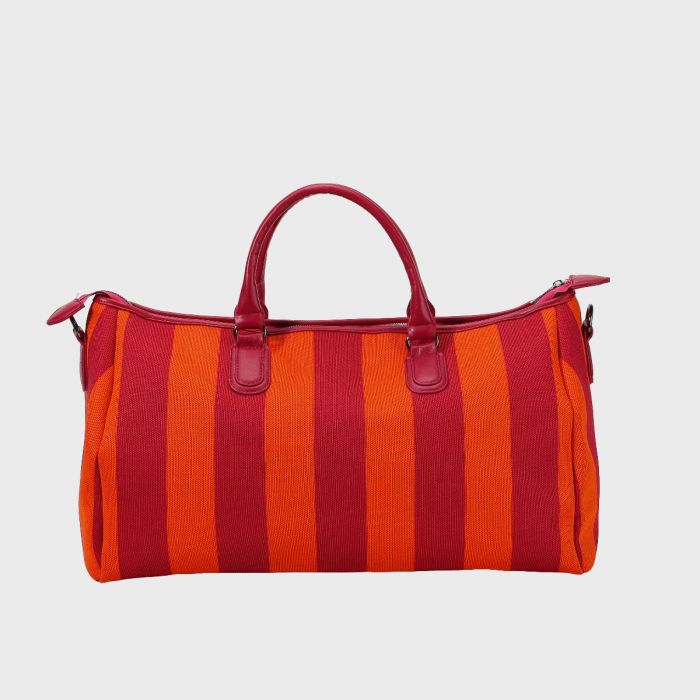 Borsa da Viaggio City Girl Travel Bag a Righe Rosso Arancione - immagine 6