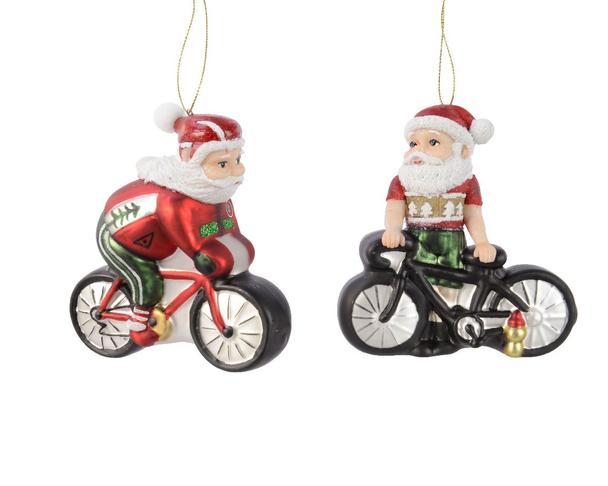 BABBO NATALE SU BICI APPENDIBILE COLORE ASSORTITO H12CM