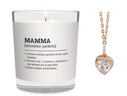 CANDELA CON SCRITTA NONNA INCLUSA COLLANA CON CUORE LUCIDO