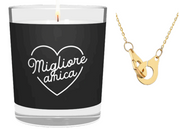 CANDELA CON SCRITTA MIGLIORE AMICA INCLUSA COLLANA MANETTE