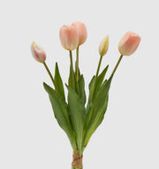EDG Bouquet di 5 Tulipani Artificiali con foglie H.40 cm Rosa