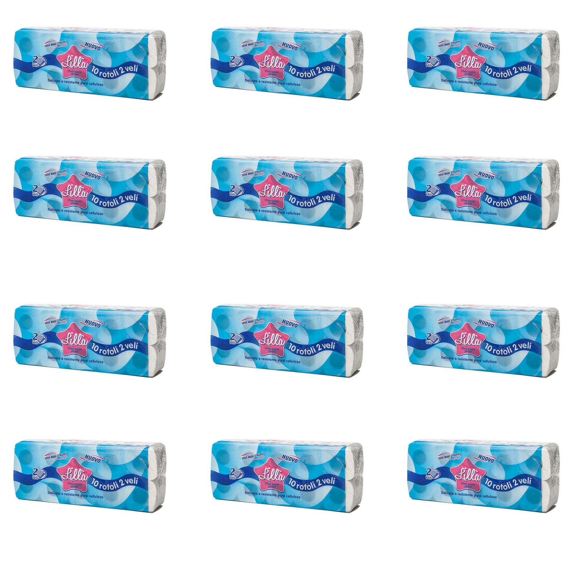 OFFERTA 12 CONFEZIONI DA 10 ROTOLI CAD CARTA IGIENICA LILLA