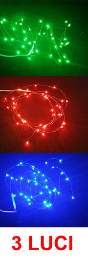 OFFERTA 3 CONFEZIONI DA 10 MICROLED LINEARI LUCI COLORI ASSORTITI A BATTERIA