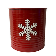 SECCHIELLO ROSSO IN METALLO CON FIOCCO BIANCO 25CM