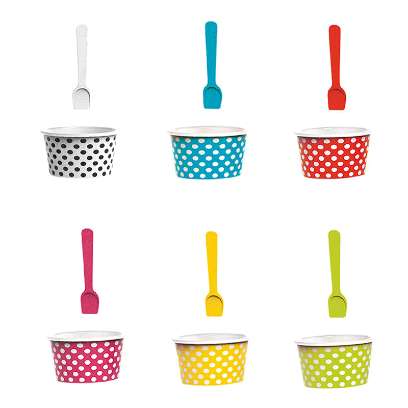 SET 2PZ COPPETTA PER GELATO CON CUCCHIAIO DOTTY COLORE A SCELTA