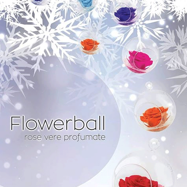 CHRISTMAS FLOWERBALL ROSA STABILIZZATA PROFUMATA BACCARA 10CM COLORE A SCELTA