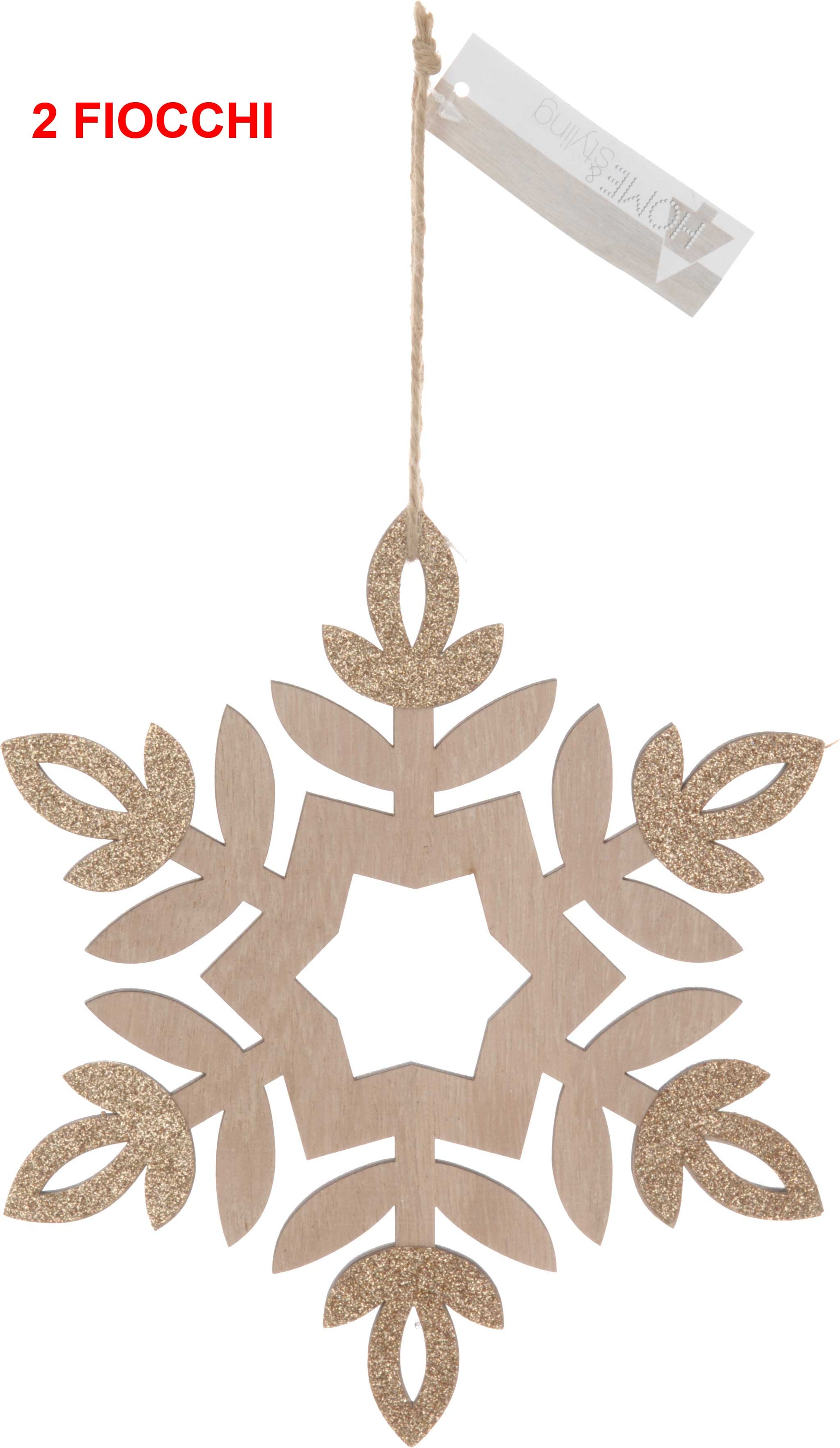 OFFERTA 2 FIOCCHI DI NEVE APPENDIBILI NATURAL 20CM