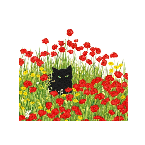 TOVAGLIOLI 33X33 CM BLACK CAT POPPIES 20 PEZZI