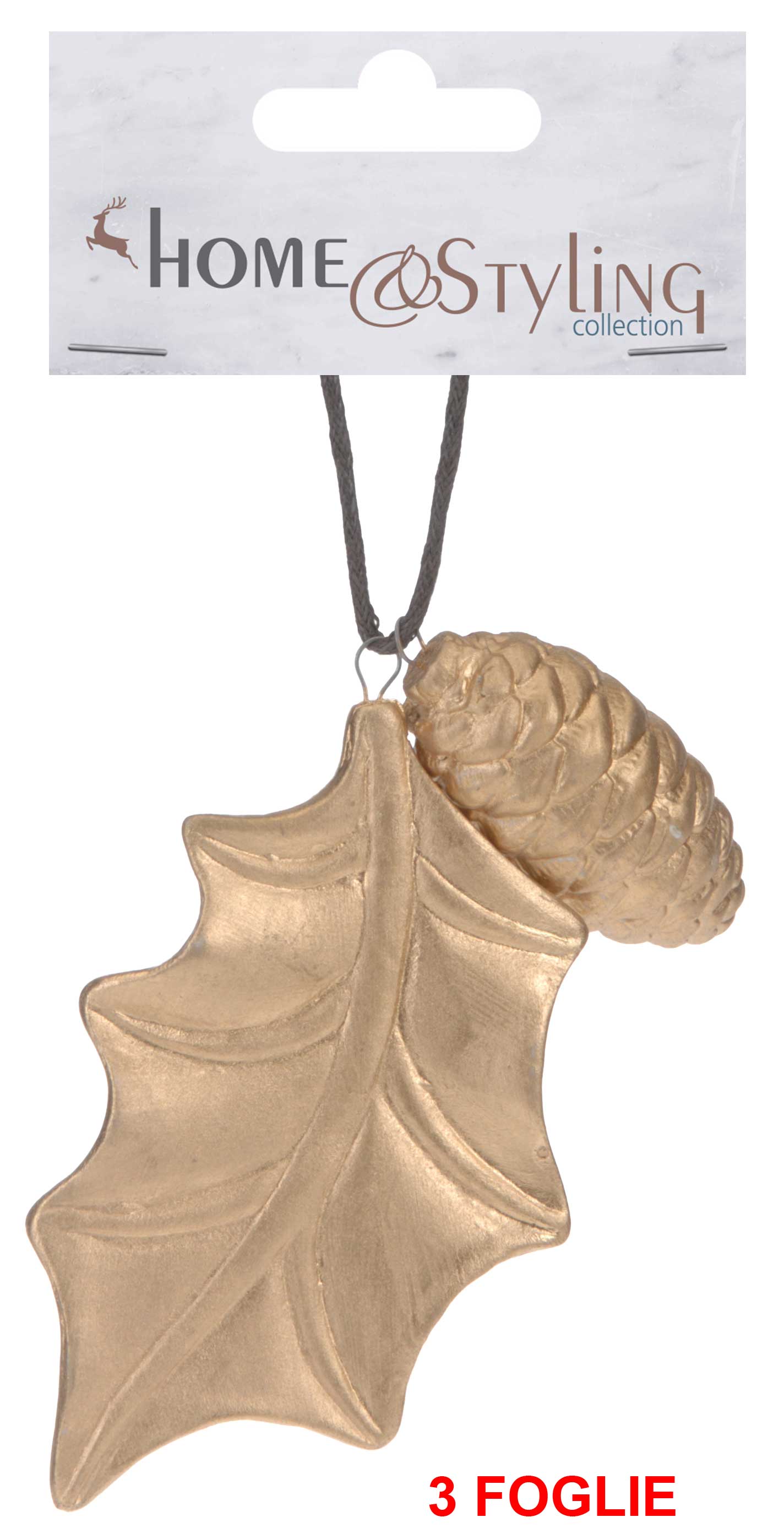 OFFERTA 3 FOGLIE DECORATIVE APPENDILI ORO