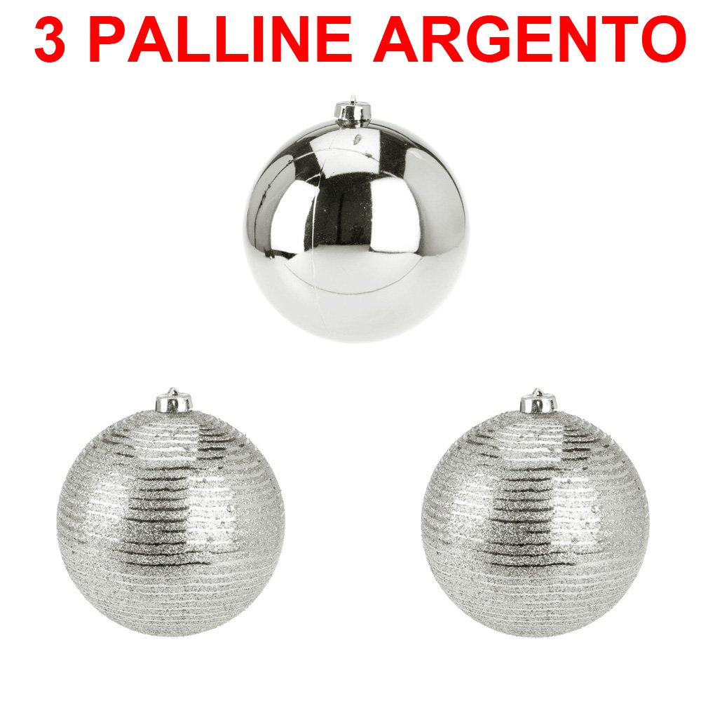 OFFERTA 3 PALLINE DI NATALE ARGENTO 15CM