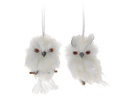 OFFERTA 3 PENDENTI GUFO BIANCO DECORAZIONE NATALIZIA 11CM