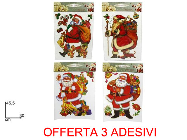 OFFERTA 3 ADESIVI BABBO NATALE ASSORTITI