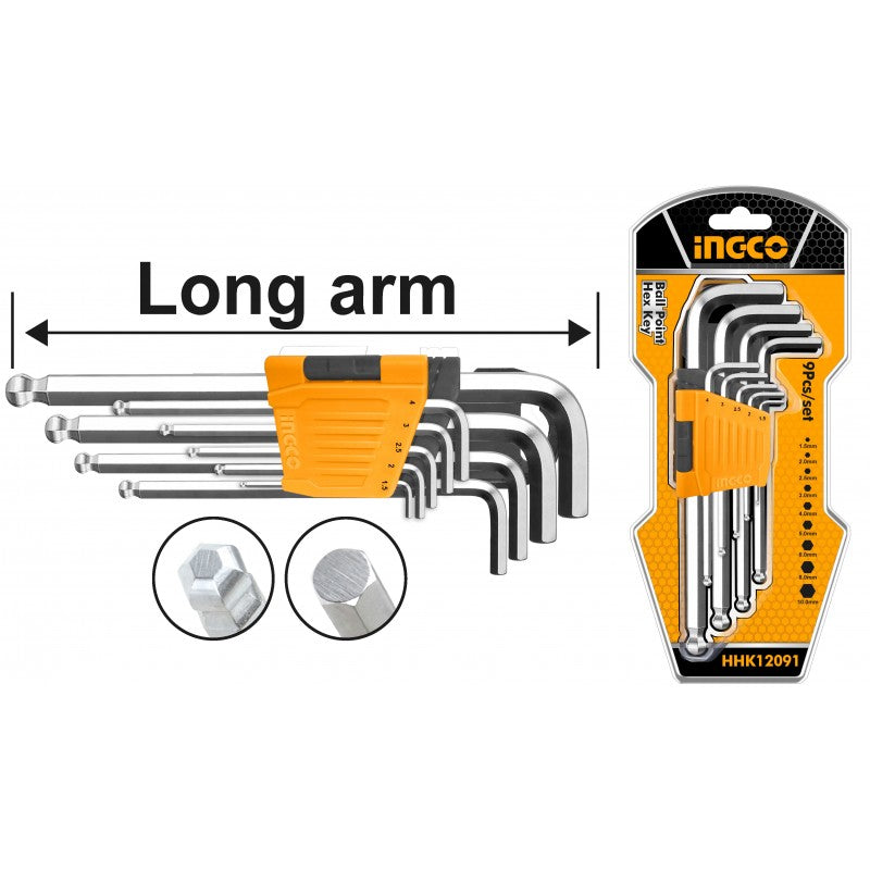 SET 9 CHIAVI ESAGONALI A SFERA LUNGHE