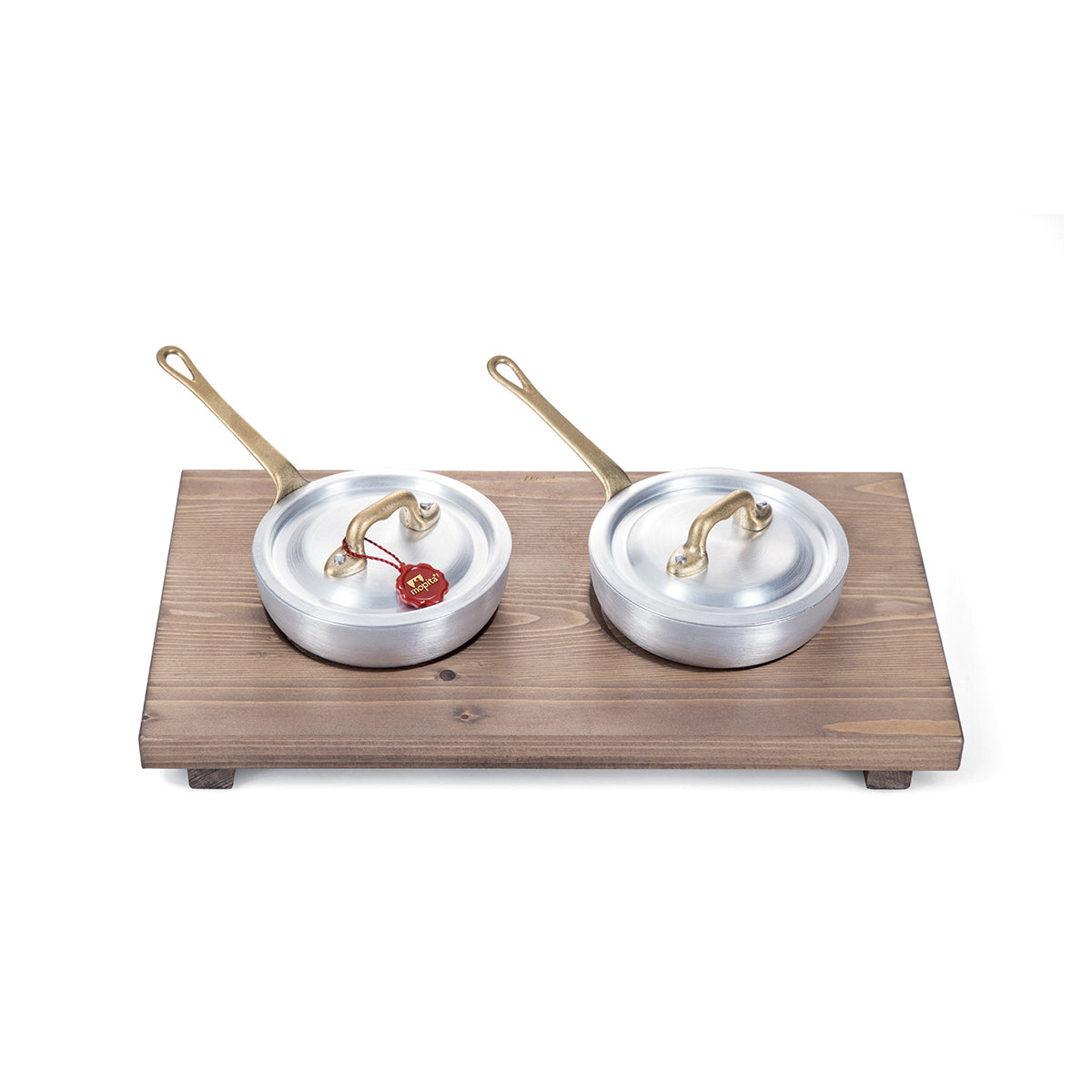 SET 2 PADELLINE TÊTE-À-TÊTE 12CM + VASSOIO ABETE