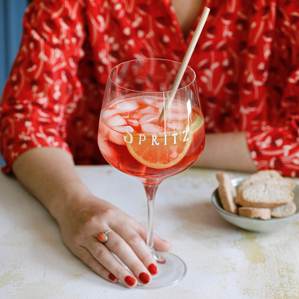 Set 2 calici cocktail Spritz 82cl decoro bianco Simple Day