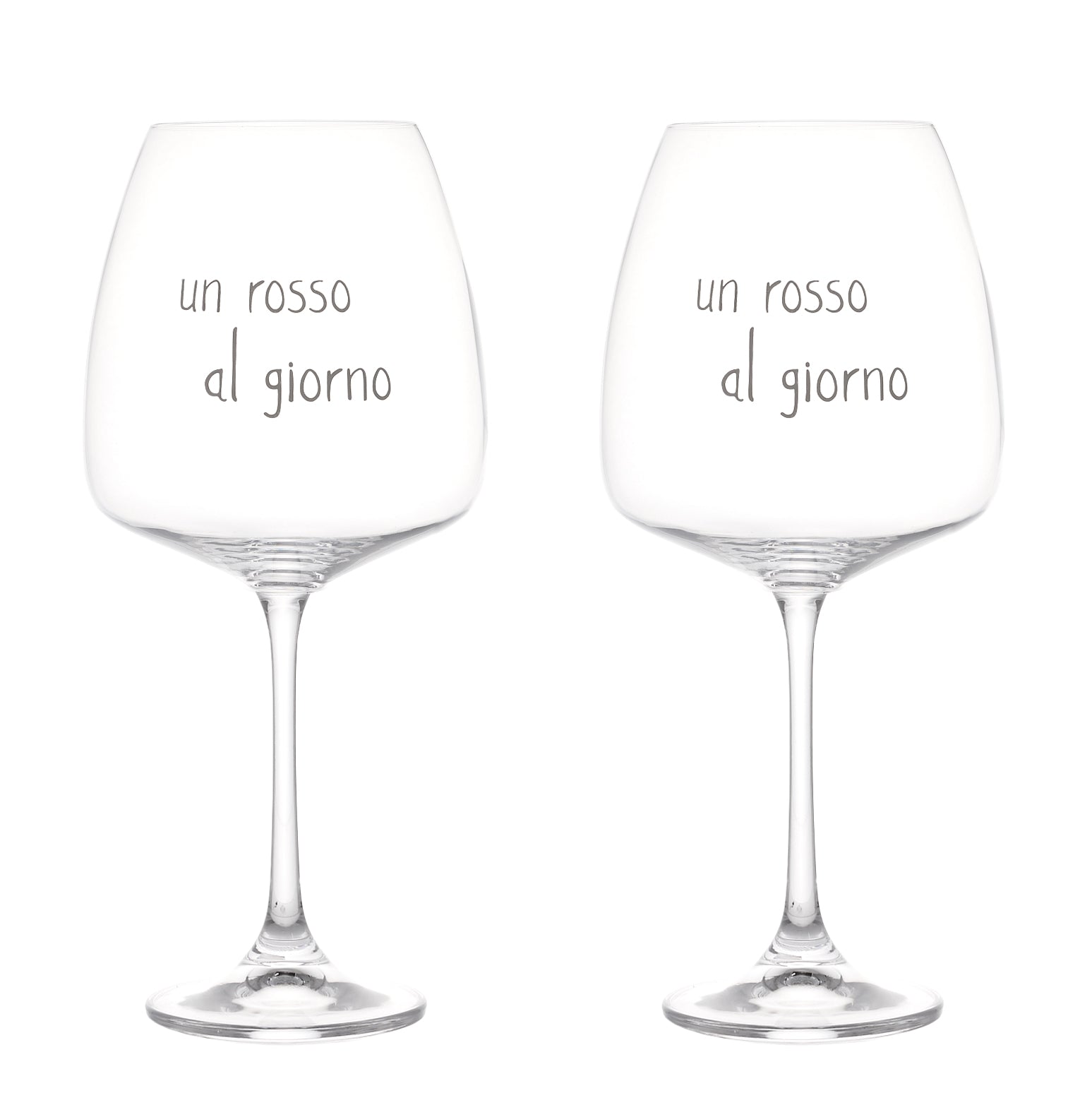Set 2 calici vino Un rosso al giorno 77cl Altezza 24,6 x D11 cm decoro bianco SIMPLE DAY