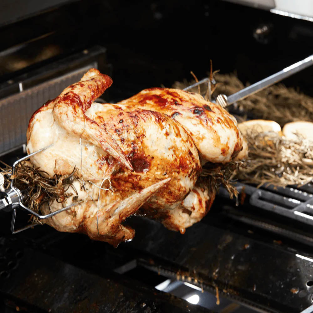 SET GIRARROSTO PER BARBECUE A GAS BARBECOOK CON DUE FORCHETTE