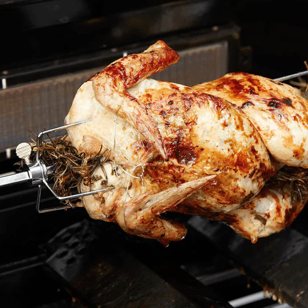 SET GIRARROSTO PER BARBECUE A GAS BARBECOOK CON DUE FORCHETTE