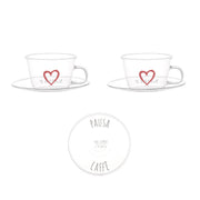 Set 2 tazzine espresso con piattino D 7 x 5 cm cuore rosso Simple Day