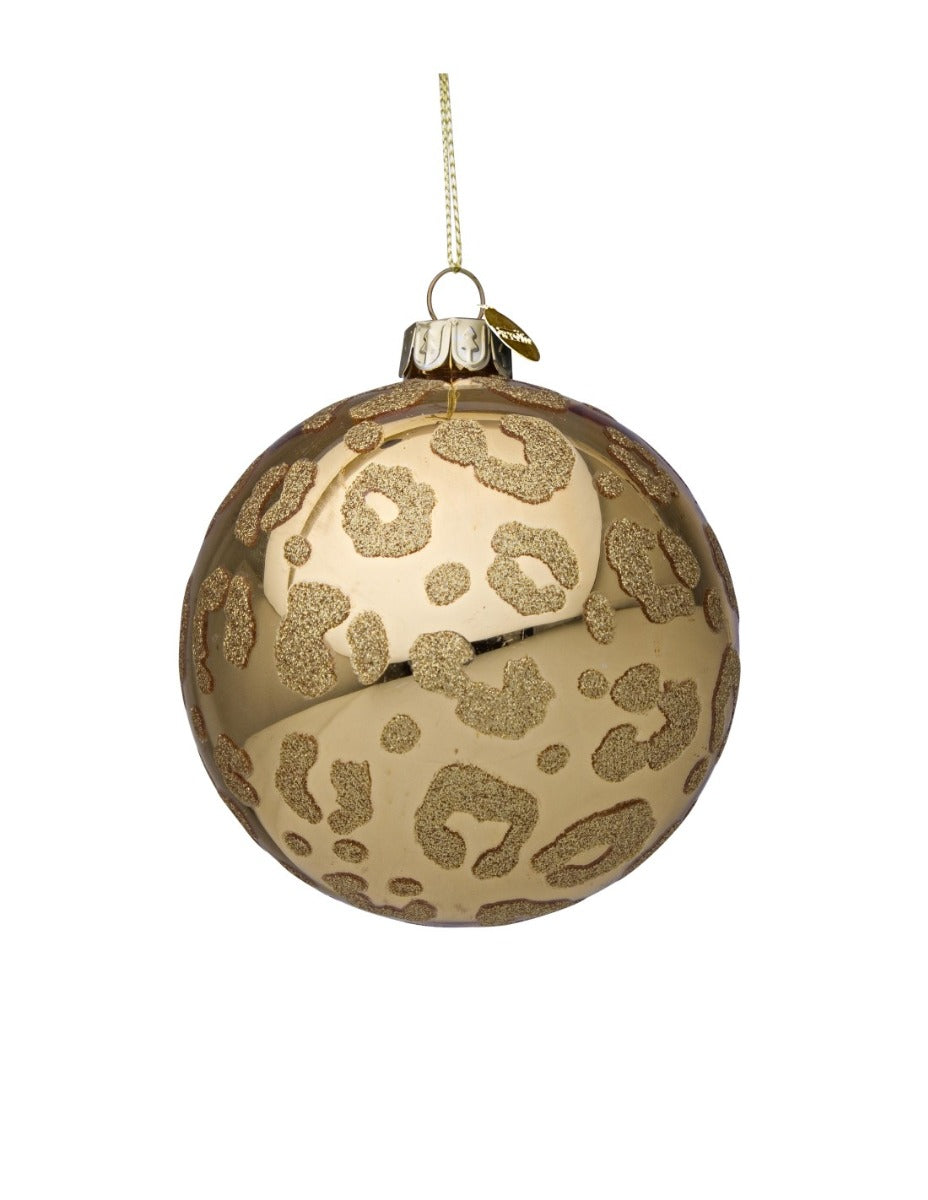 PALLINA DI NATALE IN VETRO MACULATA ORO 8CM