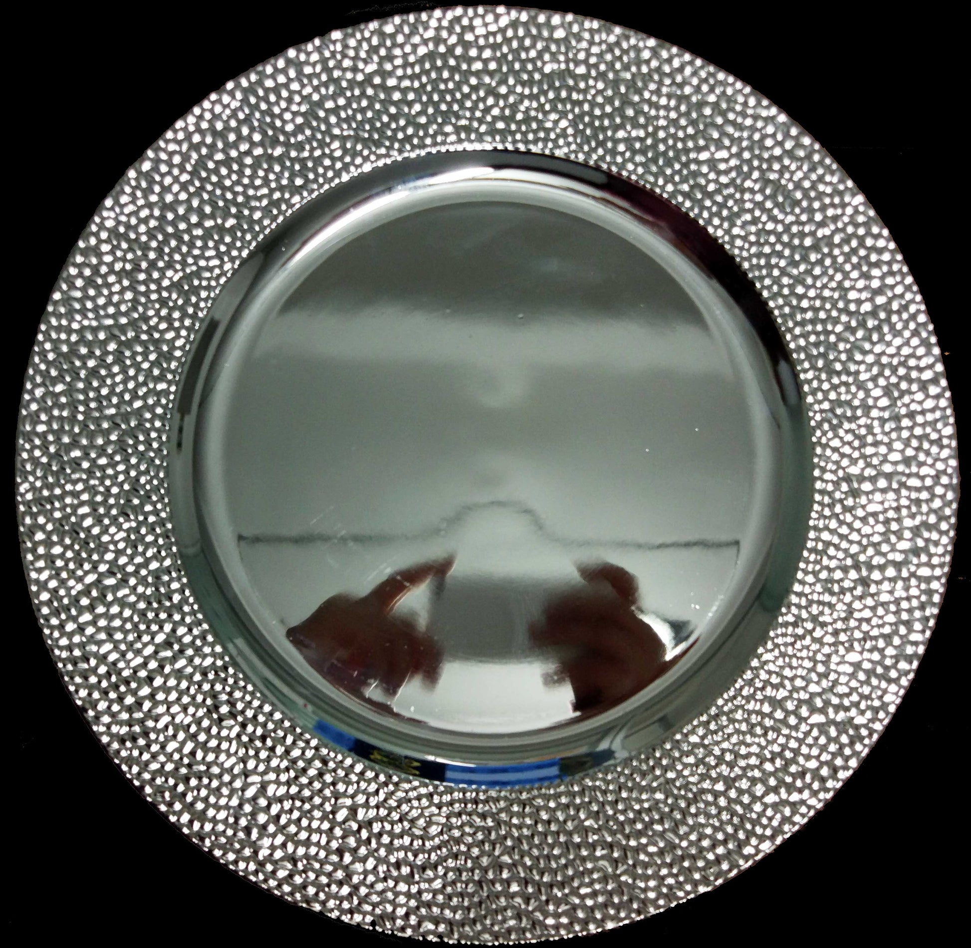 12 SOTTOPIATTI CIRCOLARI ARGENTO LUCIDO BORDO MARTELLATO 33CM