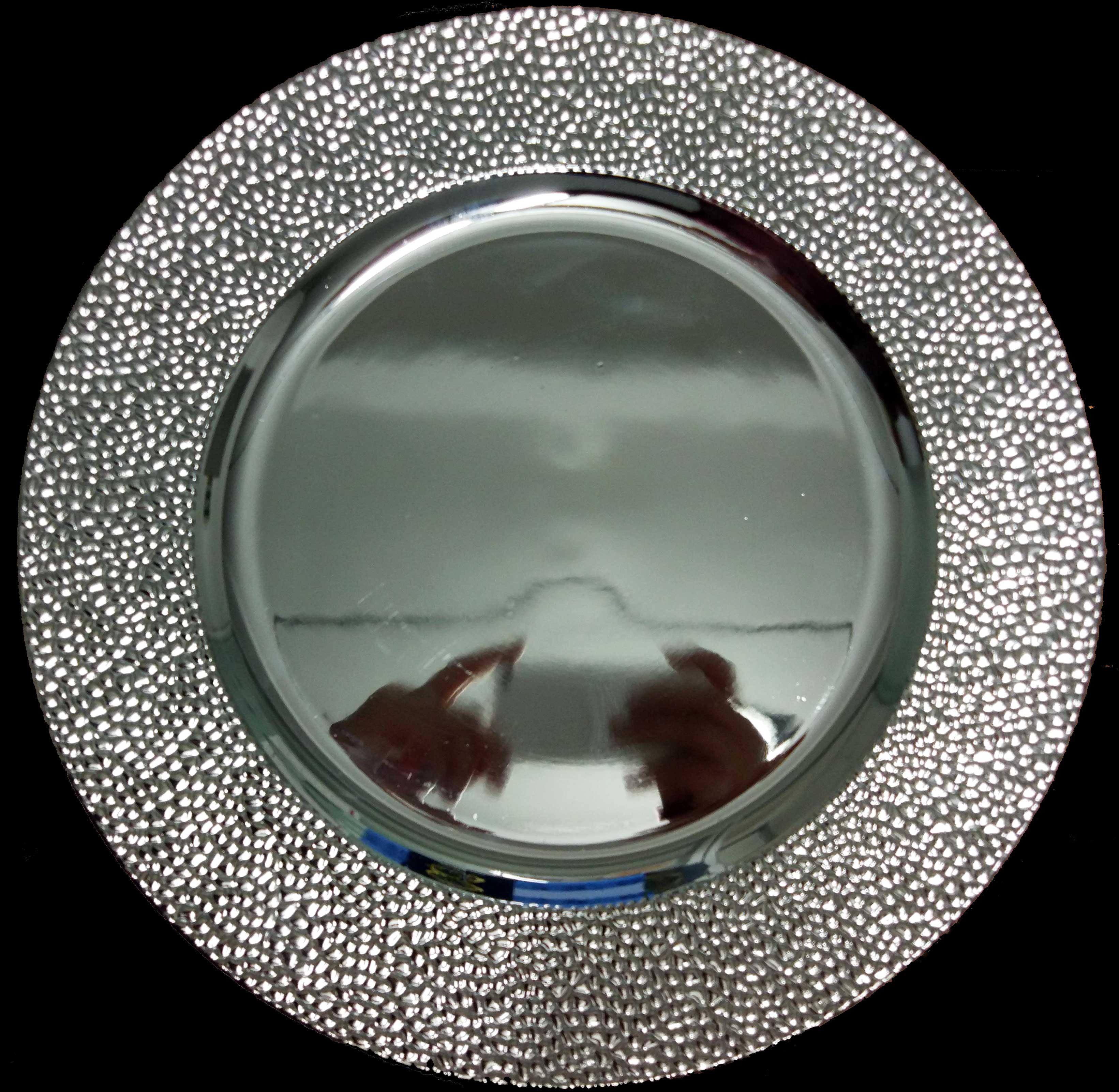 12 SOTTOPIATTI CIRCOLARI ARGENTO LUCIDO BORDO MARTELLATO 33CM