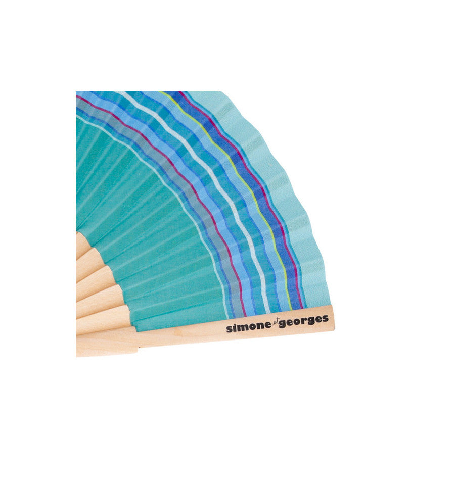 VENTAGLIO COTONE E LEGNO AZZURRO MARTIN 23X3CM