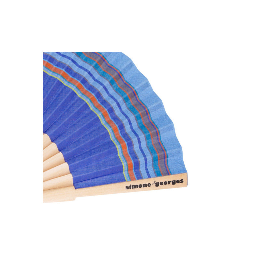 VENTAGLIO COTONE E LEGNO BLU VINCENT 23X3CM